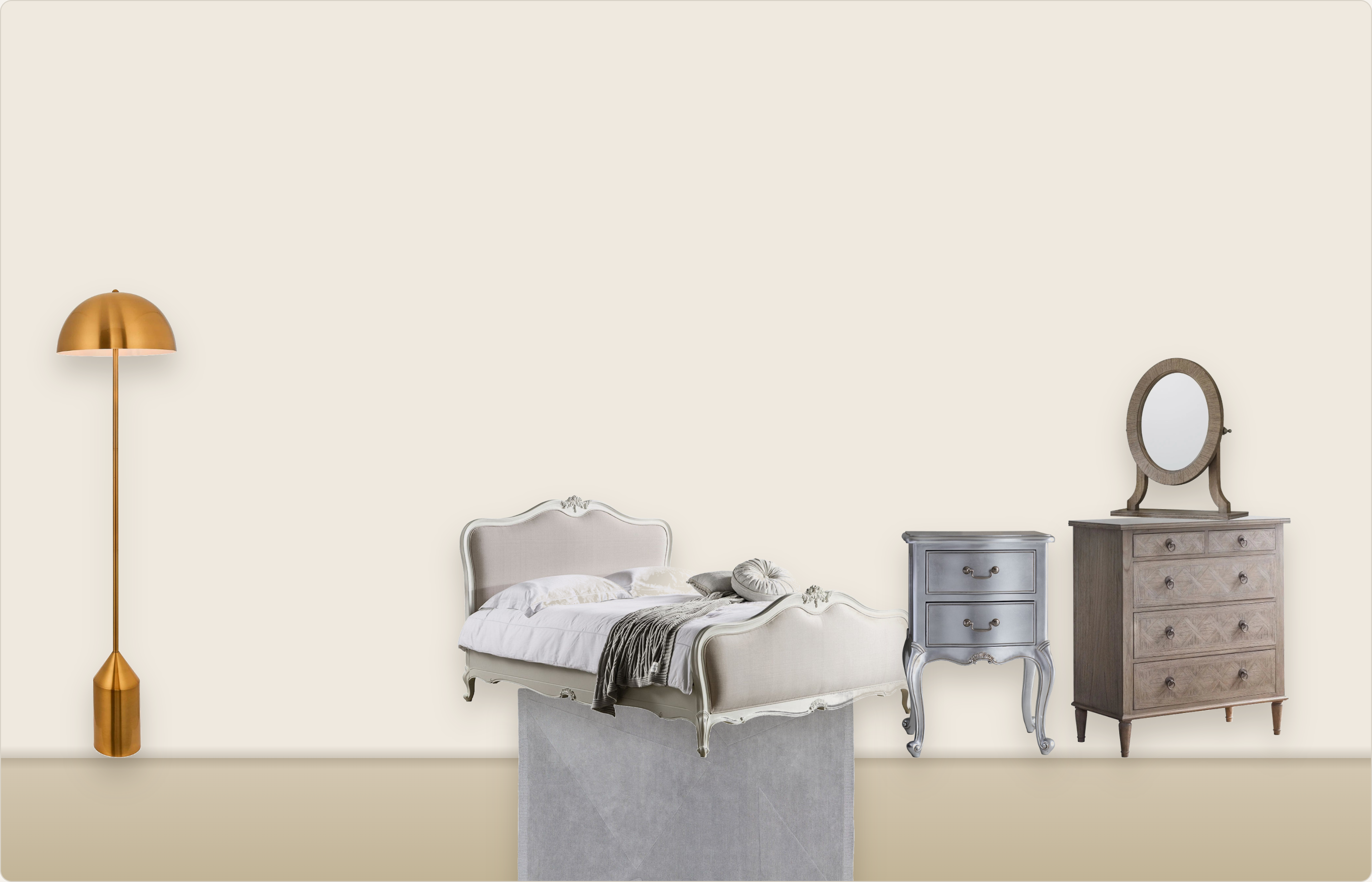 Modern-glam bedroom moodboard preview