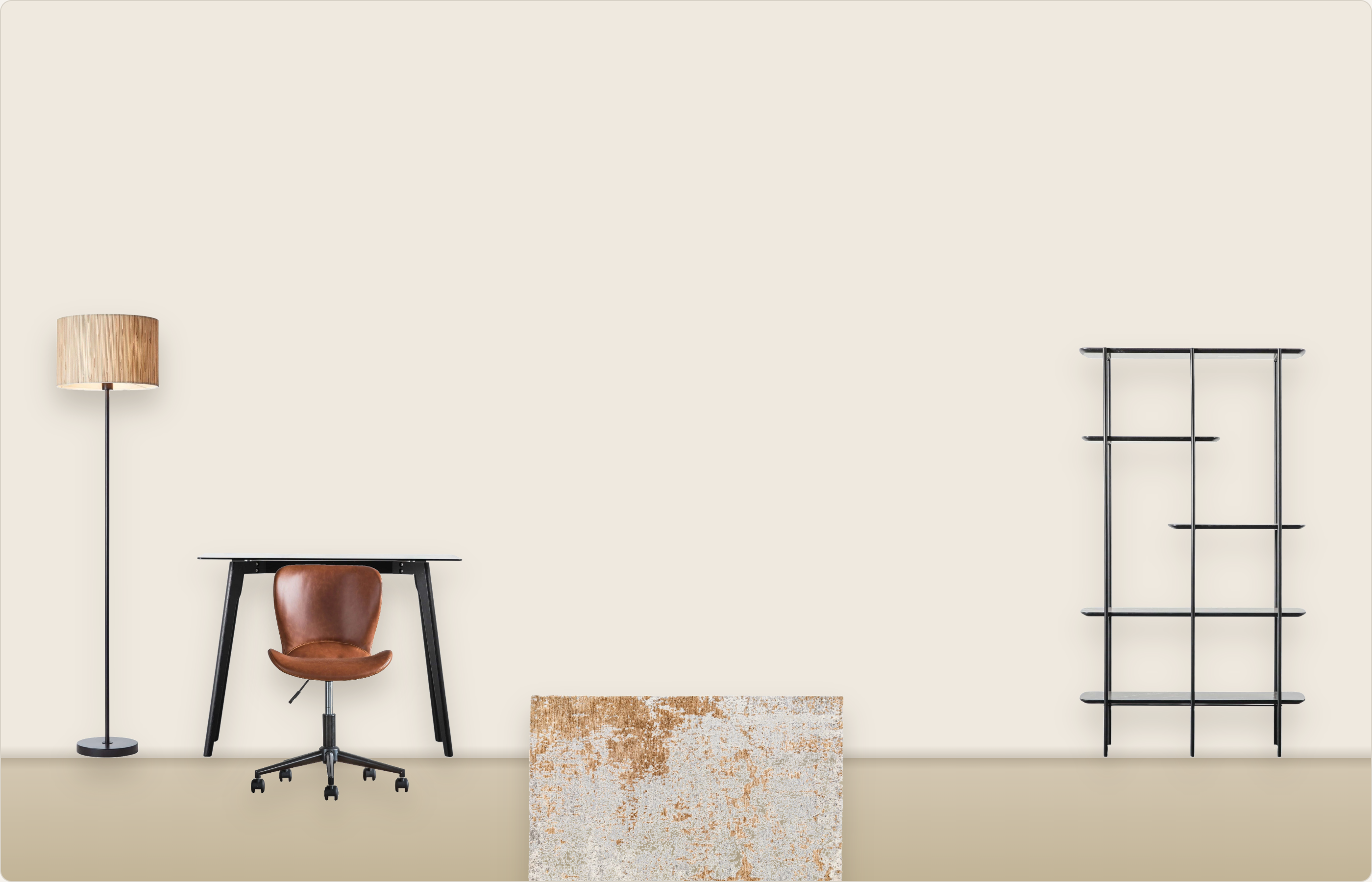 Ultra-low minimalist home office moodboard preview