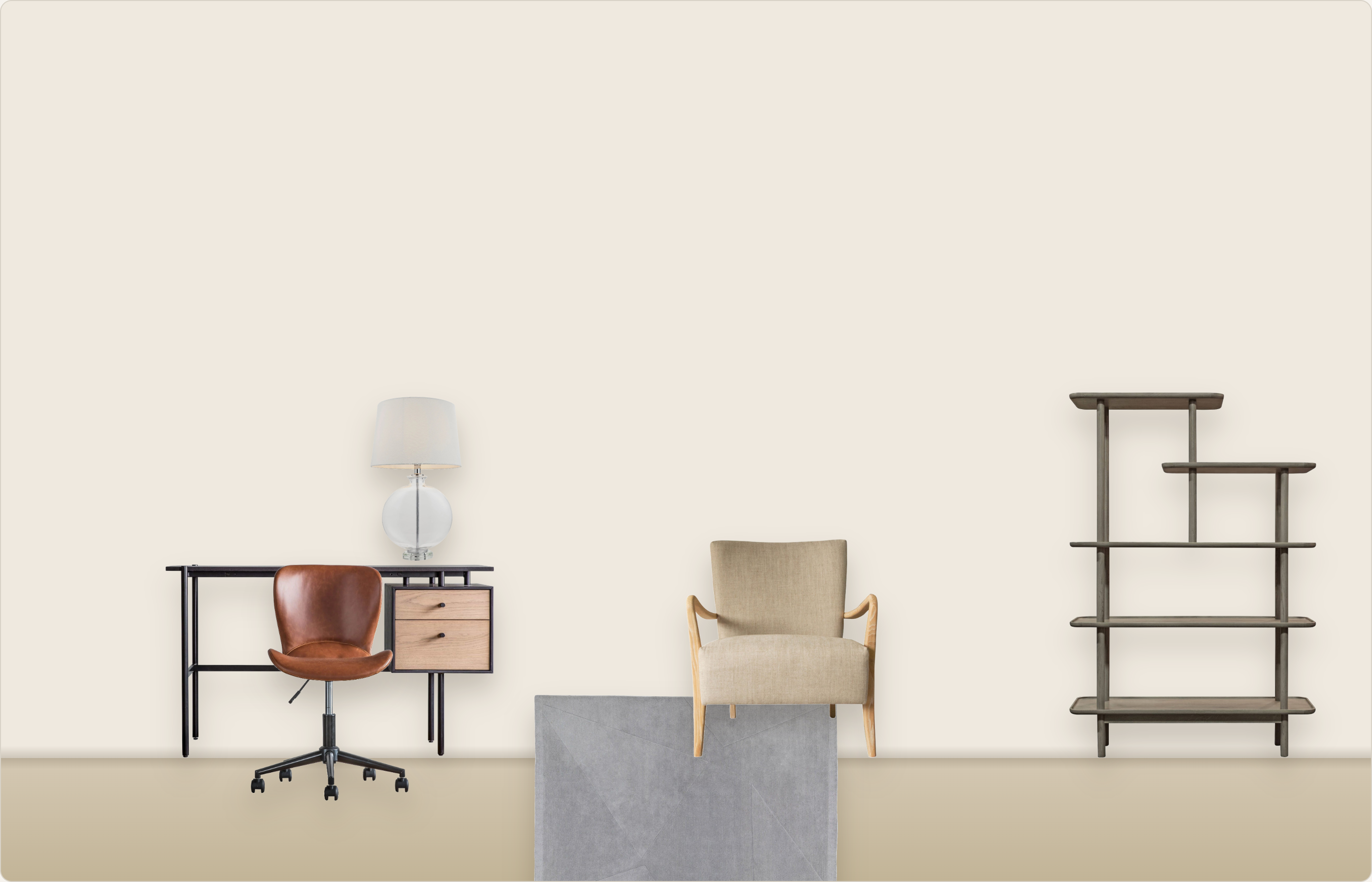 Warm calm home office moodboard preview